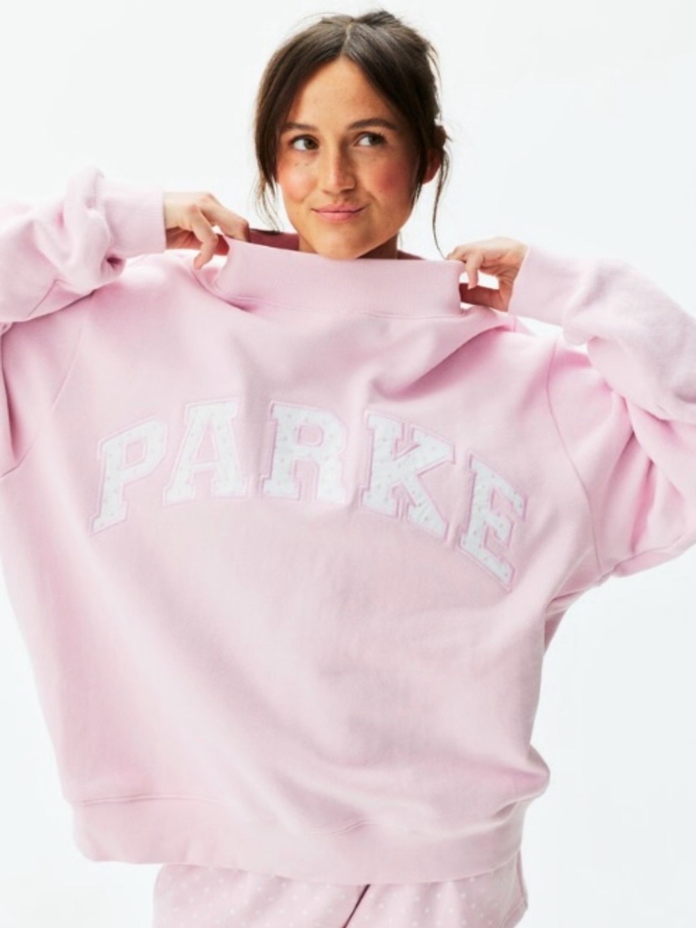 PARKE Polka Dot Letter Varsity Mockneck L/XL